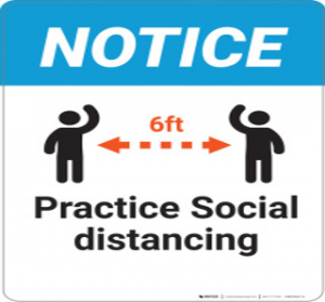 A social distancing sign