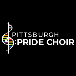 A treble and bass clef with rainbow lines beside the text, 