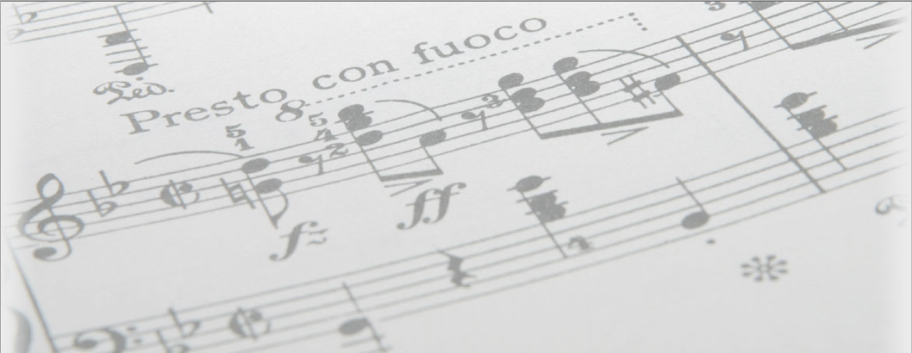 A close up shot of a bar of music on a page.