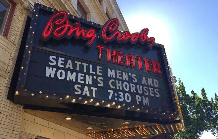 A marquee for Seattle Men's and Women's Choruses