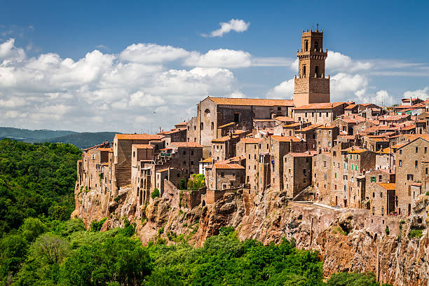 Pitigliano city on the cliff in summer, Italy.